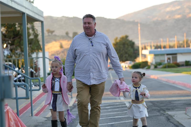 staff with children in costume