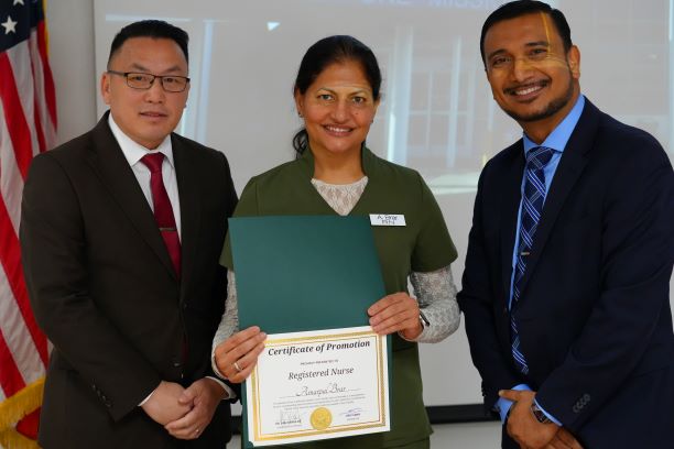 Registered Nurse receiving certificate