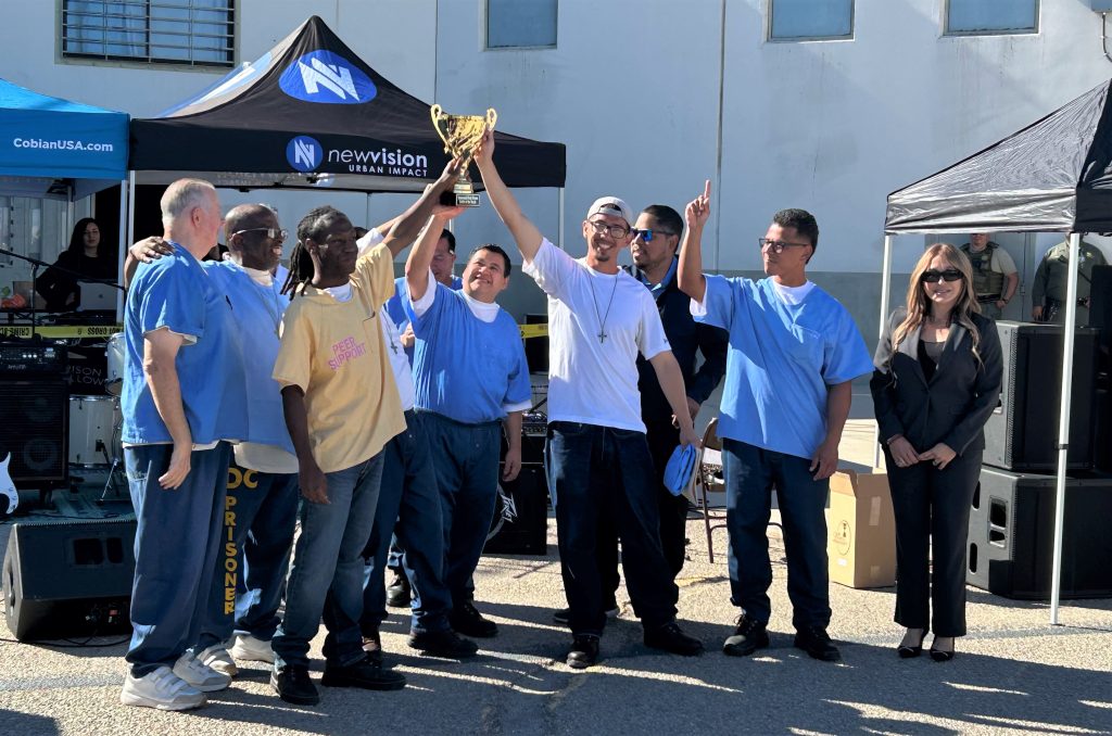 Trophy-winning Battle of the Bands group from Facility C at Ironwood State Prison.