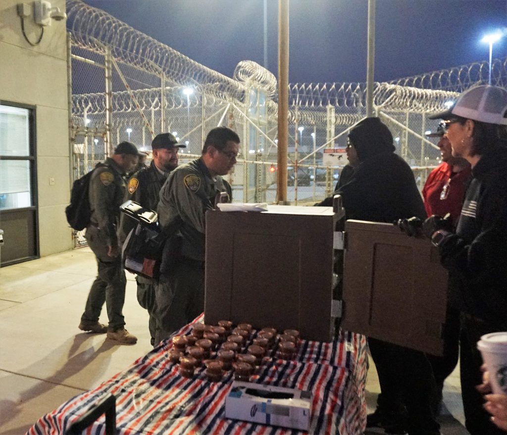 Serving breakfast during first watch at Kern Valley State Prison.