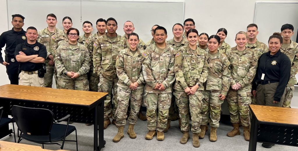cdcr recruitment team and military reservists smiling