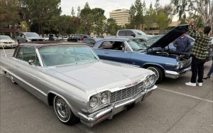 Cars displayed in Bakerfield as part of a toy drive for foster care children.