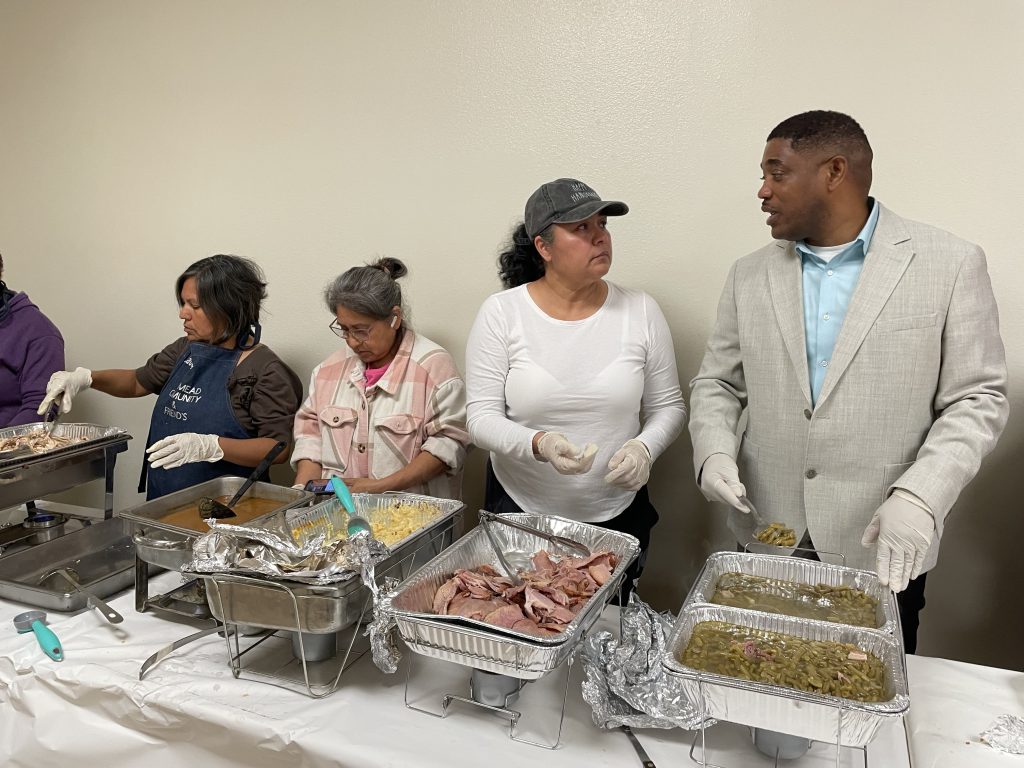 Fairmead Thanksgiving dinner with Valley State Prison volunteers.