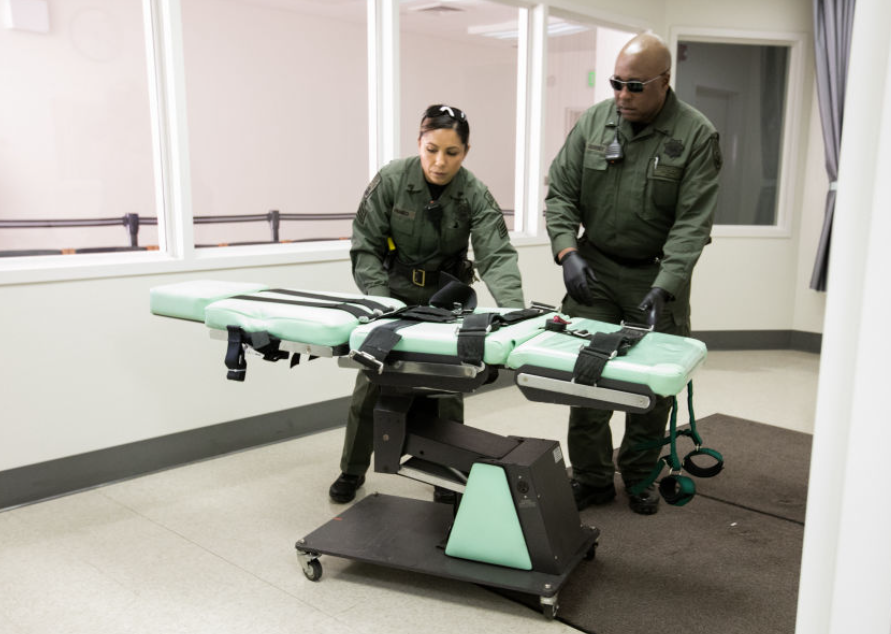 Corrections staff dismantle the death row lethal injection facility at San Quentin State Prison in San Quentin, Calif., in 2019 after Democratic Gov. Gavin Newsom announced a moratorium on the state’s death penalty. California is one of four states with moratoriums in place.
