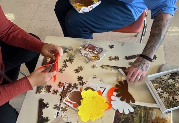 Puzzles and crafts at CCI during Thanksgiving visiting.