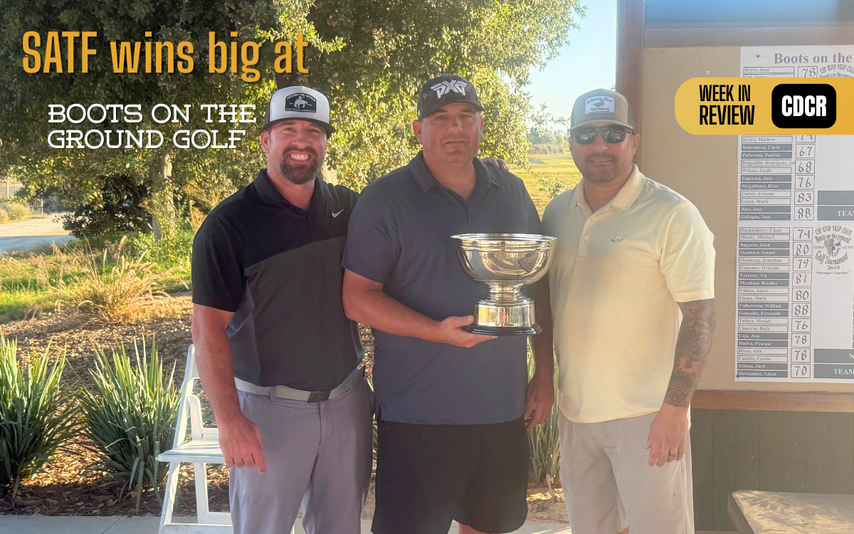 SATF wins big at boots on the ground golf tournament, golfers holding trophy