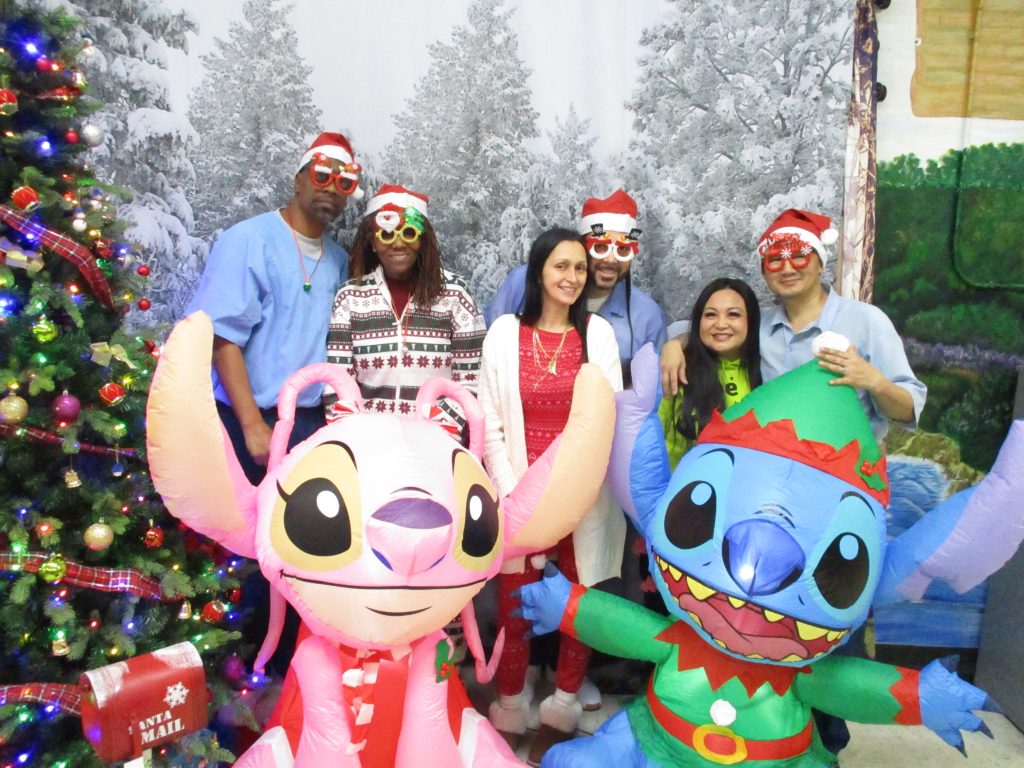 Family with Christmas visiting at CMF. 