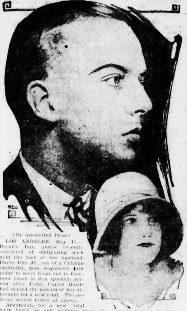 1920s newspaper article of Darby Day Jr. and Bernice Day. 