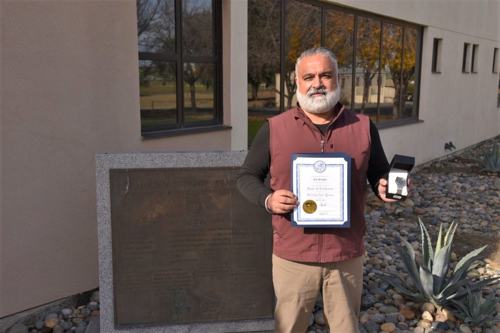 Jas Sanha, supervisor of building trades, reached 25 years of service with CDCR.