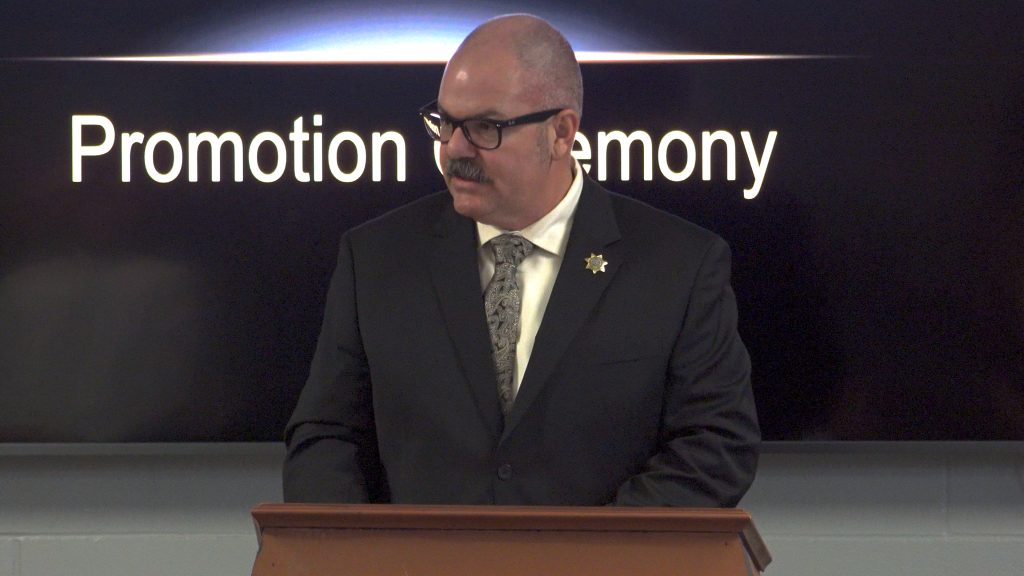 Warden Schultz speaks during CSP-Sacramento ceremony.