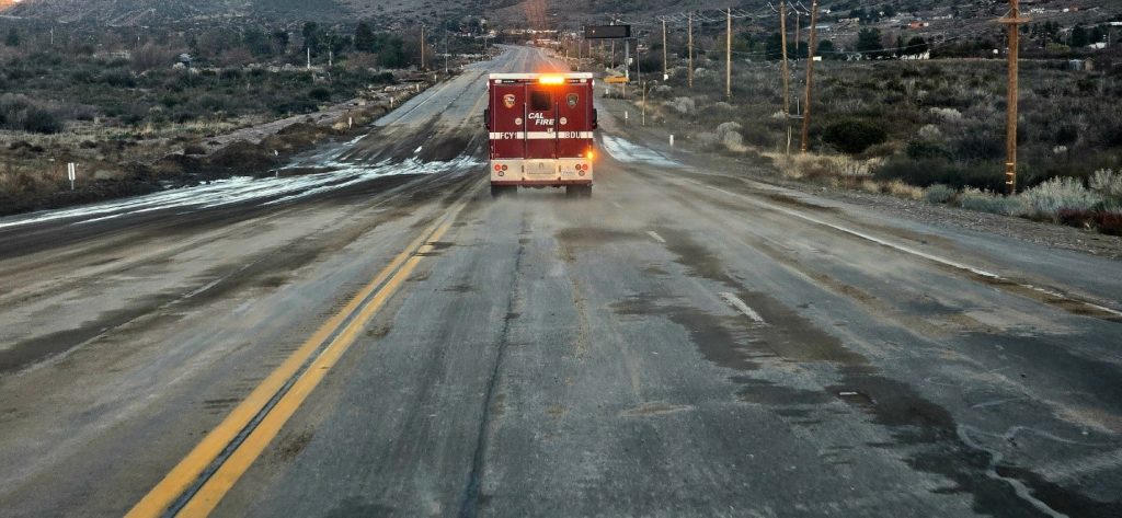 A Vallecito Conservation Camp truck responds to storms.