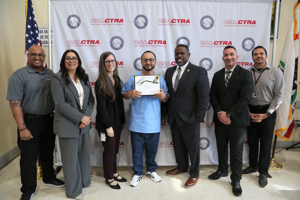 Graduation group photo for CALCTRA at Folsom State Prison (FSP).