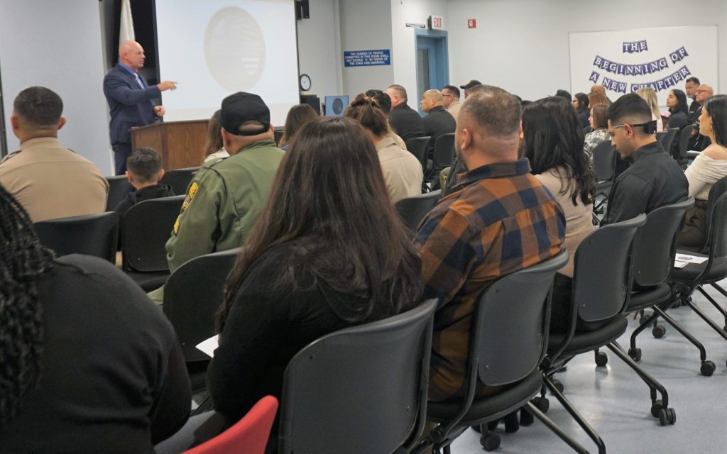 Warden addresses the staff at Kern Valley State Prison during the promotion ceremony.