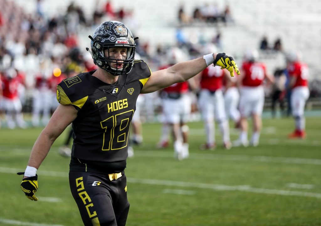 A Hogs player on the field.