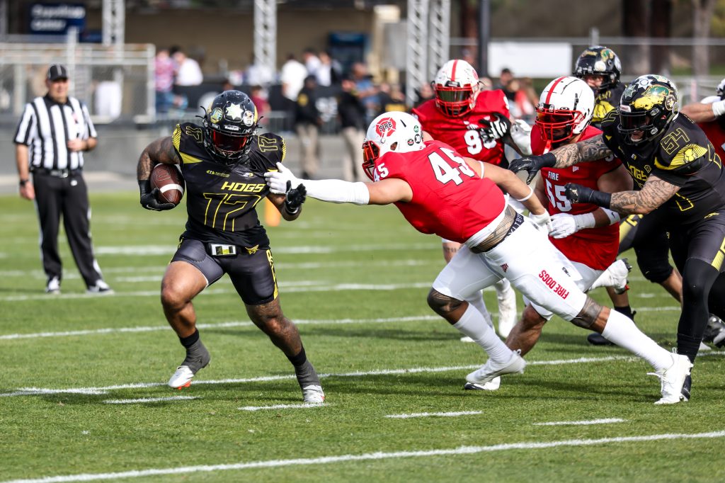Teams play football in Sacramento.