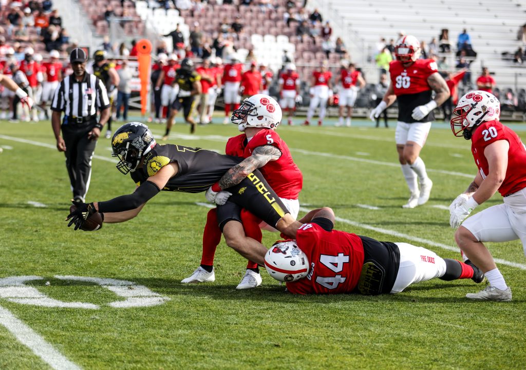 Players struggle for the ball during Guns and Hoses 2026.