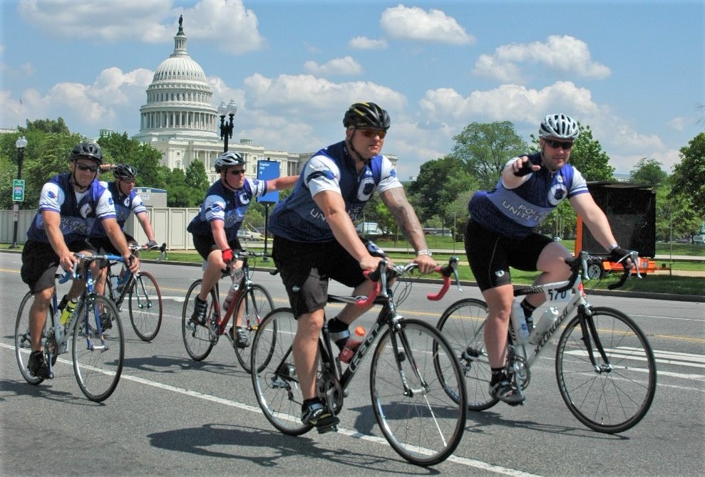 Riders in front of the US Capitol in Washington, D.C.