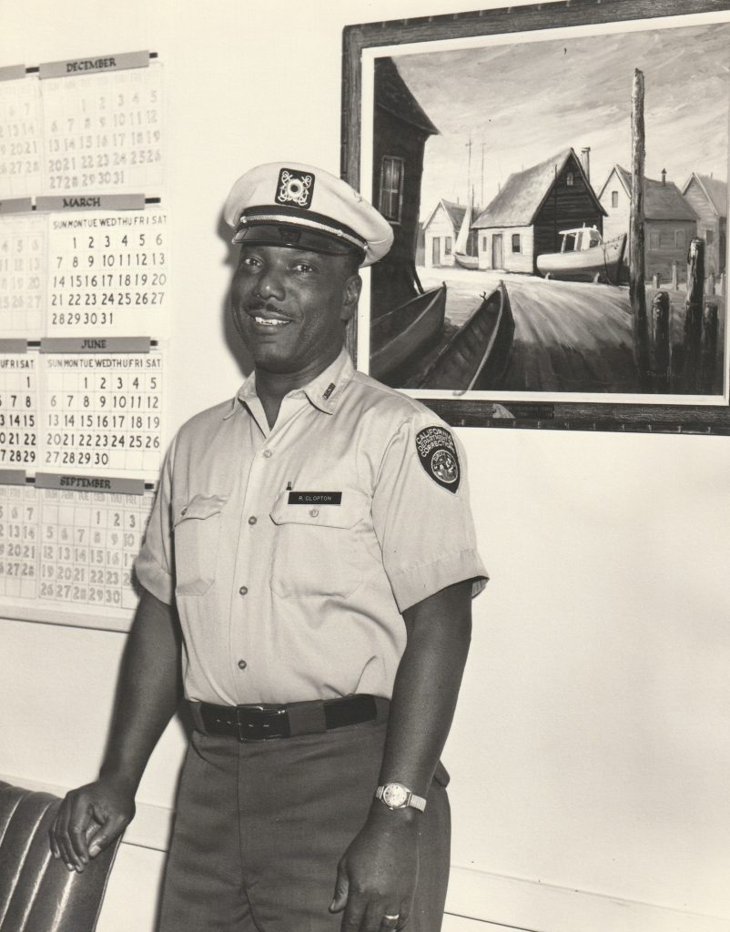 Roosevelt 'Ted' Clopton as a correctional officer at California Medical Facility in Vacaville circa 1960, wearing his uniform.