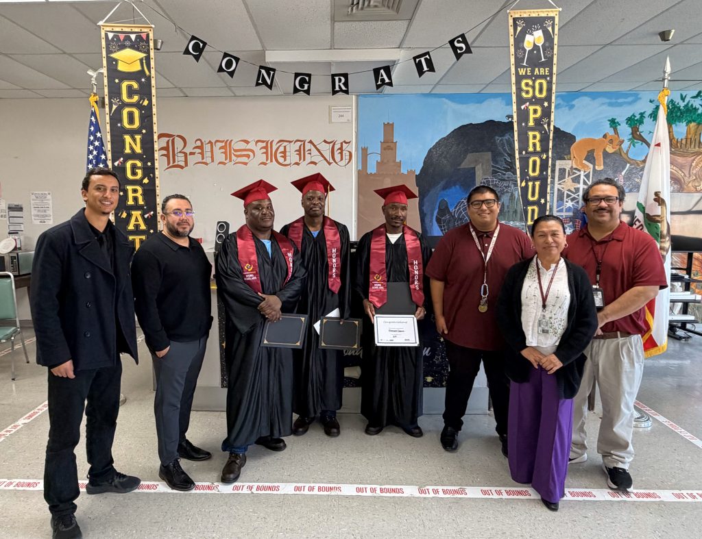 Group photo of graduates at Salinas Valley State Prison.