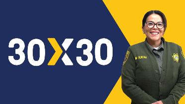 Female CDCR officer with 30x30 text on graphic