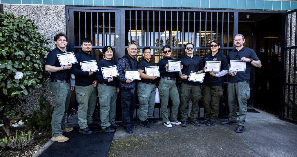 Staff with their certificates of completion for the CPOF Honor Guard training with CSP-Solano.