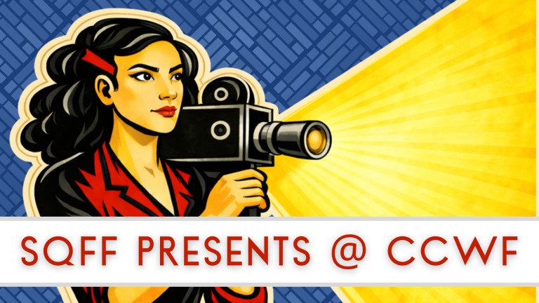 Graphic image of woman holding camera