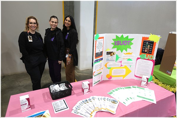 A booth with health information at Wasco prison.