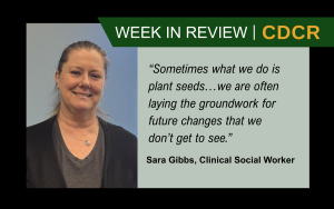 feature image for week in review with staff member and quote