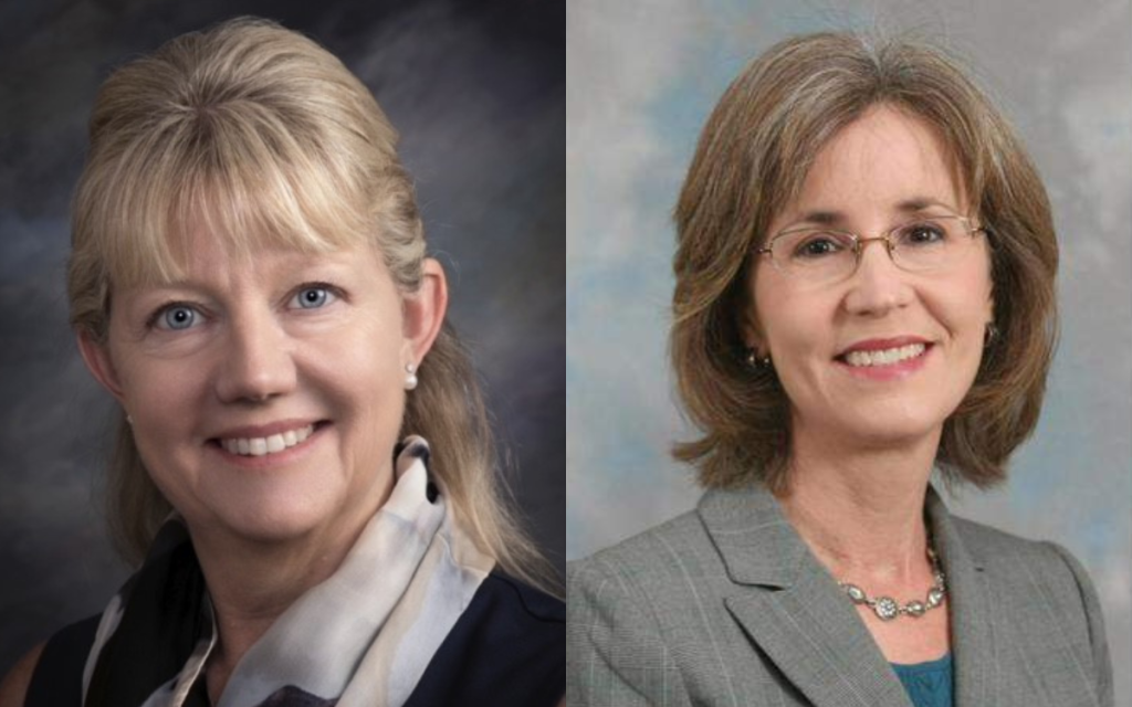 Headshot photos of two women staff side by side