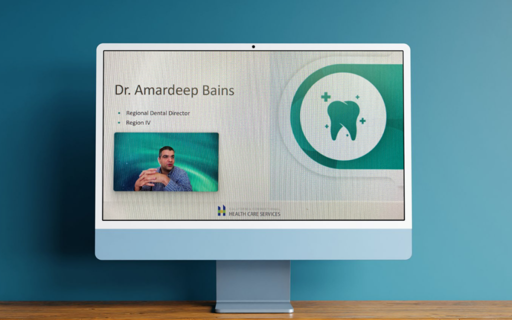 regional dental director speaking during virtual recruitment session on computer