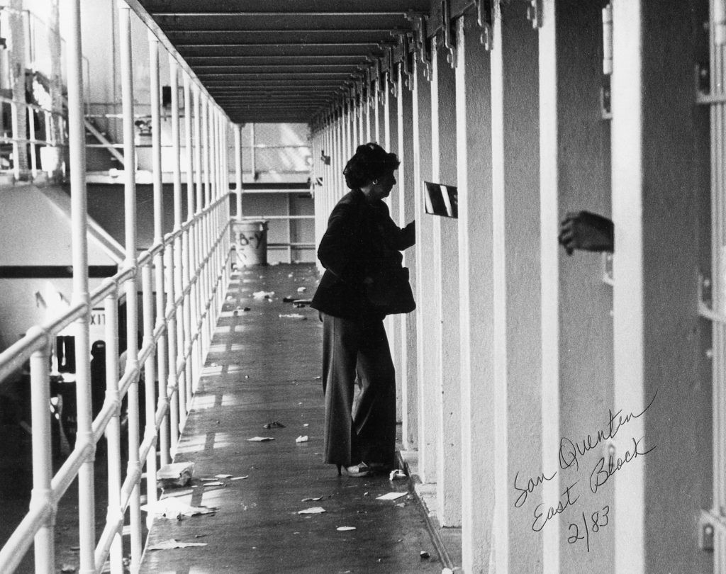 Photo of female staff member at San Quentin from 1983