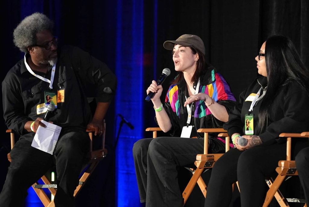 Writer and director Abby Pierce speaks to film festival attendees at CCWF.