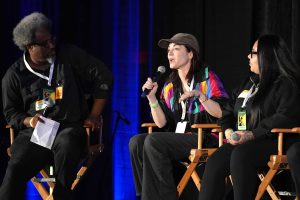 Writer and director Abby Pierce speaks to film festival attendees at CCWF.