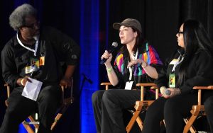 Writer and director Abby Pierce speaks to film festival attendees at CCWF.