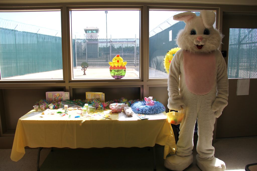 The Easter bunny was on hand to greet children and take photos with families at California Health Care Facility in Stockton. 