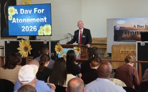 District attorney speaks at Day for Atonement at CMC in San Luis Obispo.