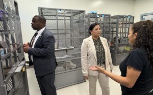 Undersecretary Jason Johnson with staff and people from the Creative Acts VR program at CMC.