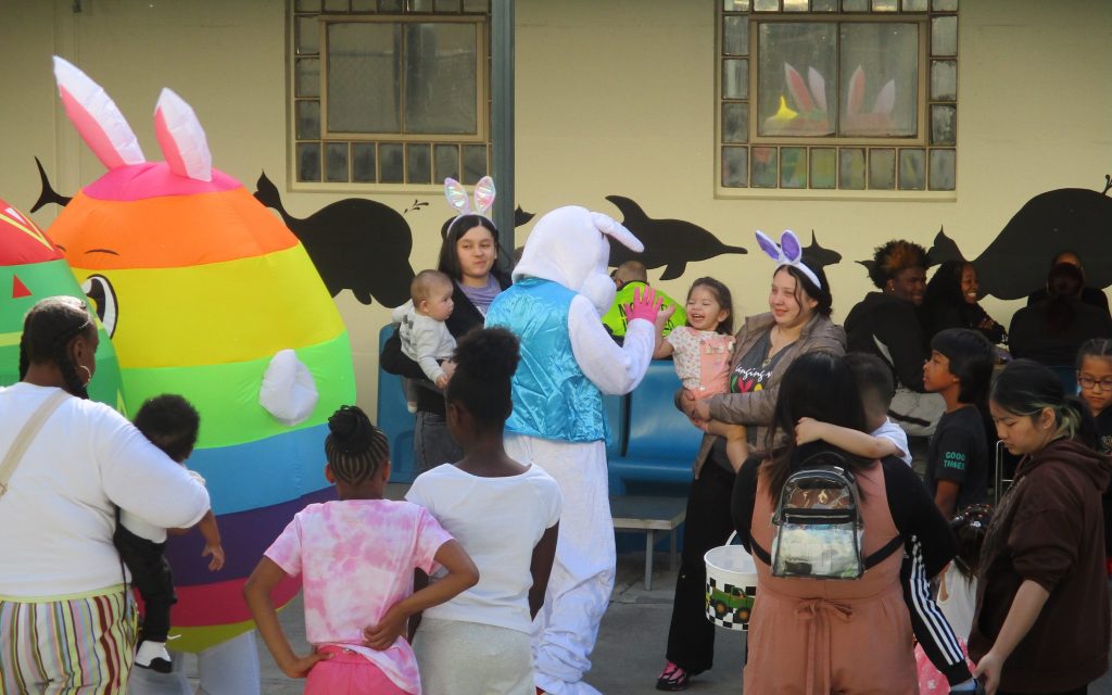 Children and families at CMF in Vacaville for Easter visiting.