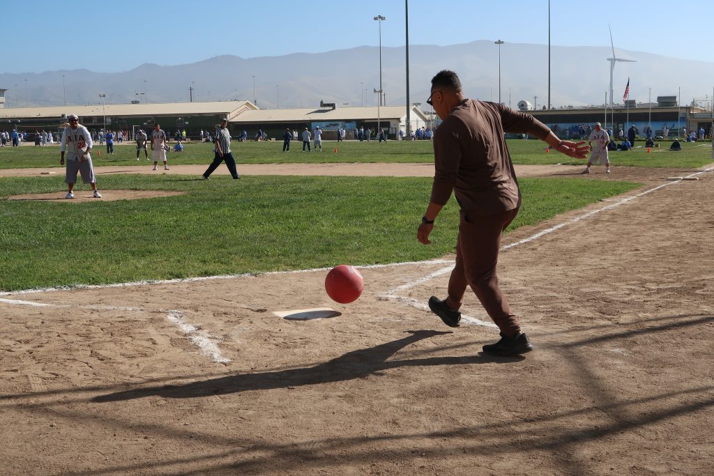 Friendly game of kickball at CTF-Soledad.
