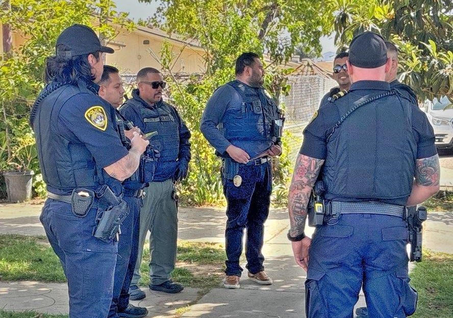 Parole agents and law enforcement from other agencies during parole compliance sweeps in April.
