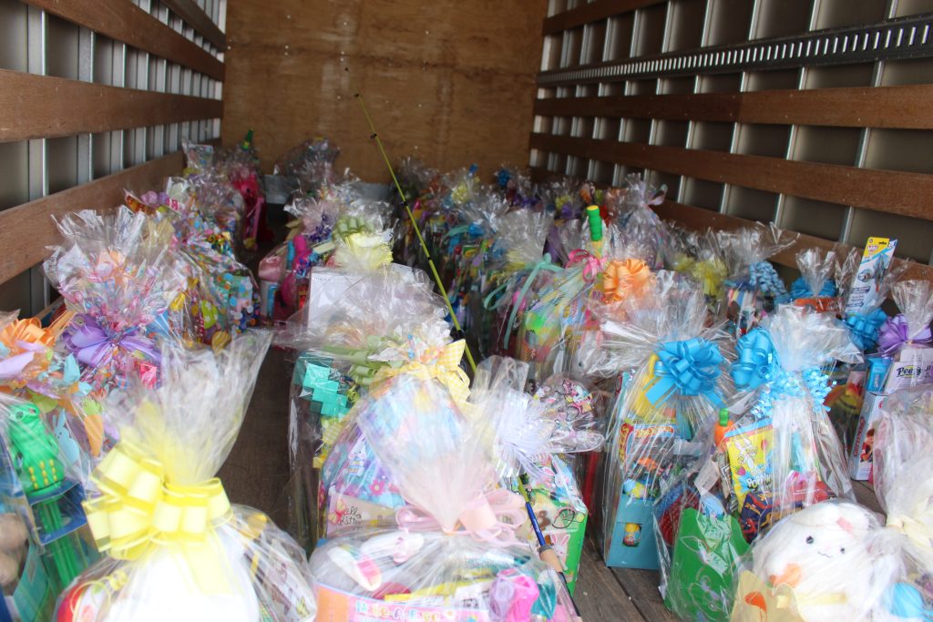 Truckload of Easter baskets being delivered to a school thanks to Ironwood staff and the incarcerated population.