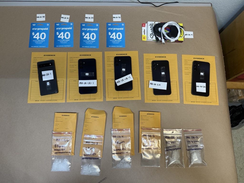 Contraband cell phones, drugs, and pre-paid phone cards.