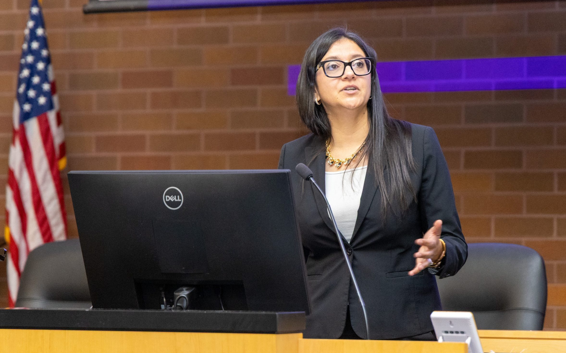 OVSRS Chief El-Menshawi speaks during the National Crime Victims' Rights Week event at McGeorge School of Law.