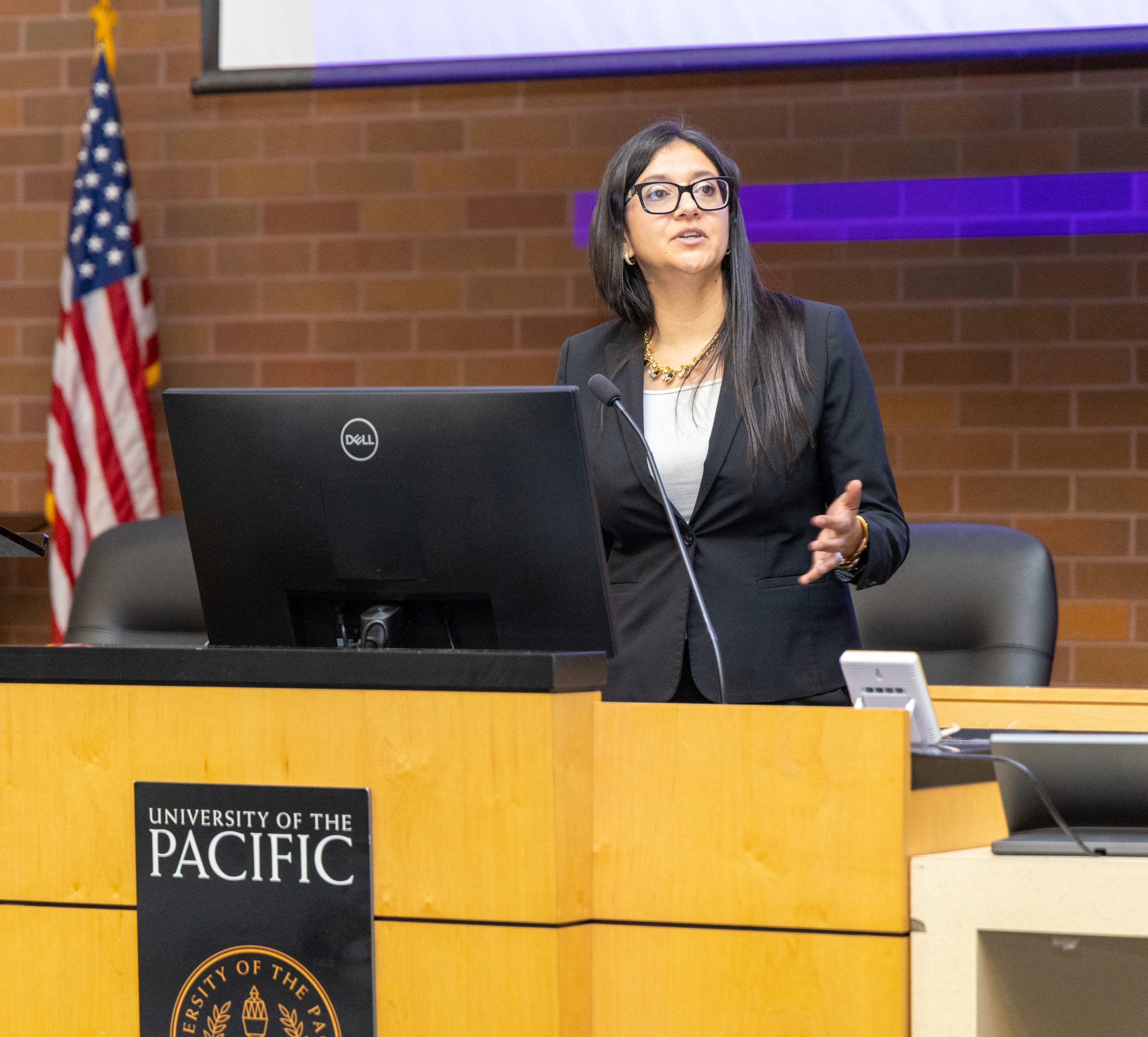 OVSRS Chief El-Menshawi speaks during the National Crime Victims' Rights Week event at McGeorge School of Law.