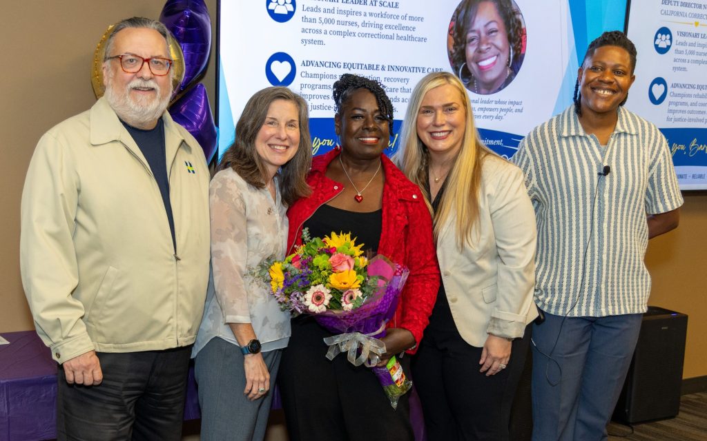 CCHCS nursing awards in Elk Grove with leaders and one of the honorees.