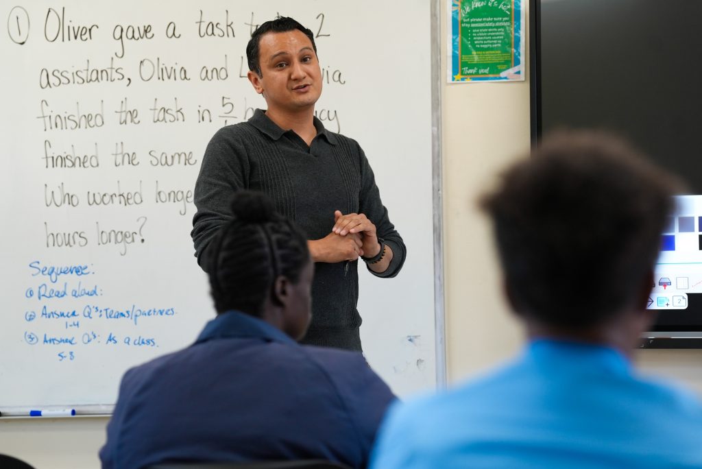 A classroom with a teacher at CCWF.