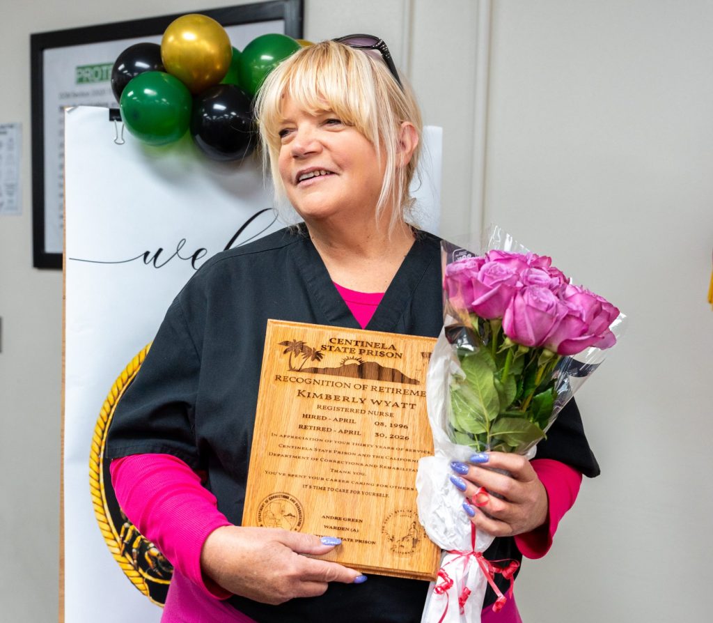 Retiring Registered Nurse Wyatt at Centinela State Prison.
