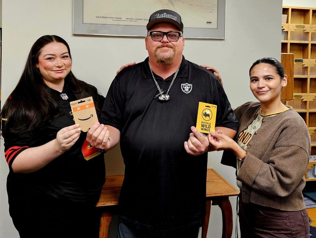 Three people at Centinela State Prison staff appreciation event.