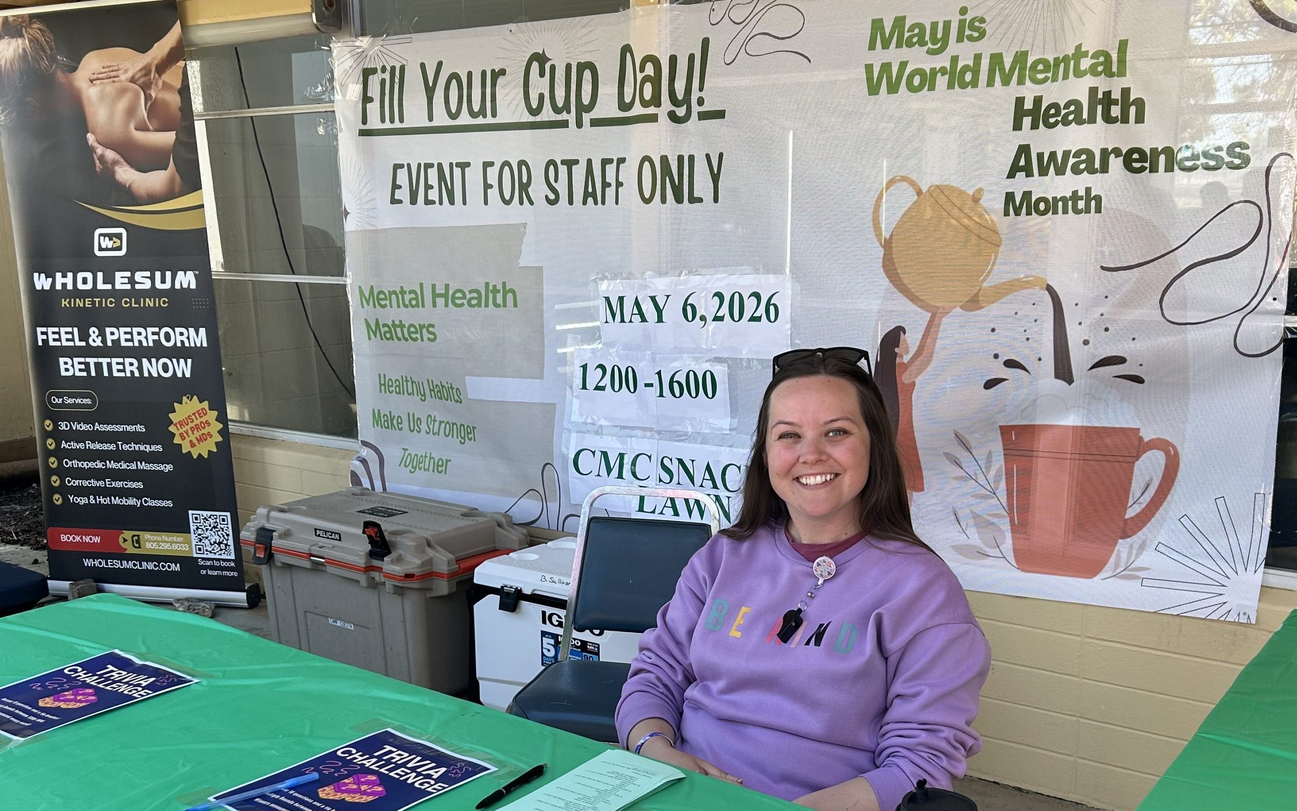 Information booth at Fill Your Cup Mental Health Day at California Men's Colony (CMC) in San Luis Obispo, May 6, 2026.