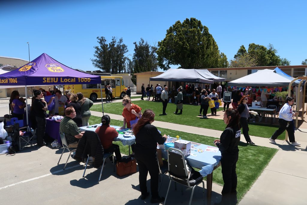 Information booths set up at CMC for a mental health day.